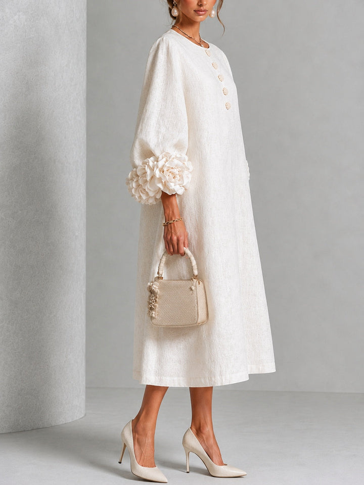 Inès | White Floral Button-Up Dress