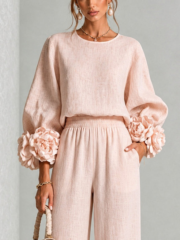 Lindsay | Comfortable Matching Set With Flowers