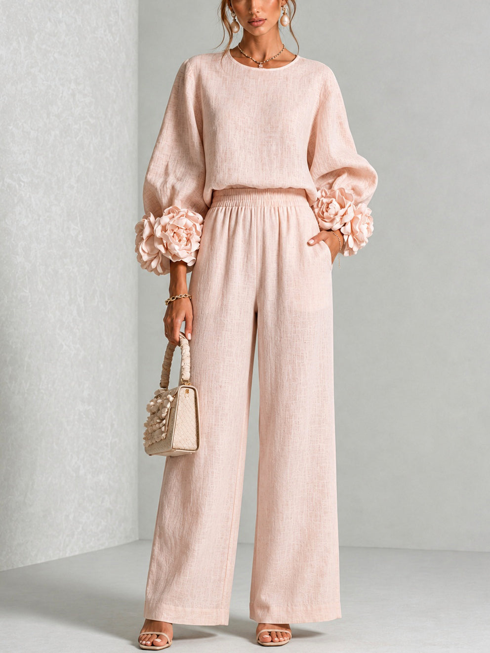 Lindsay | Comfortable Matching Set With Flowers