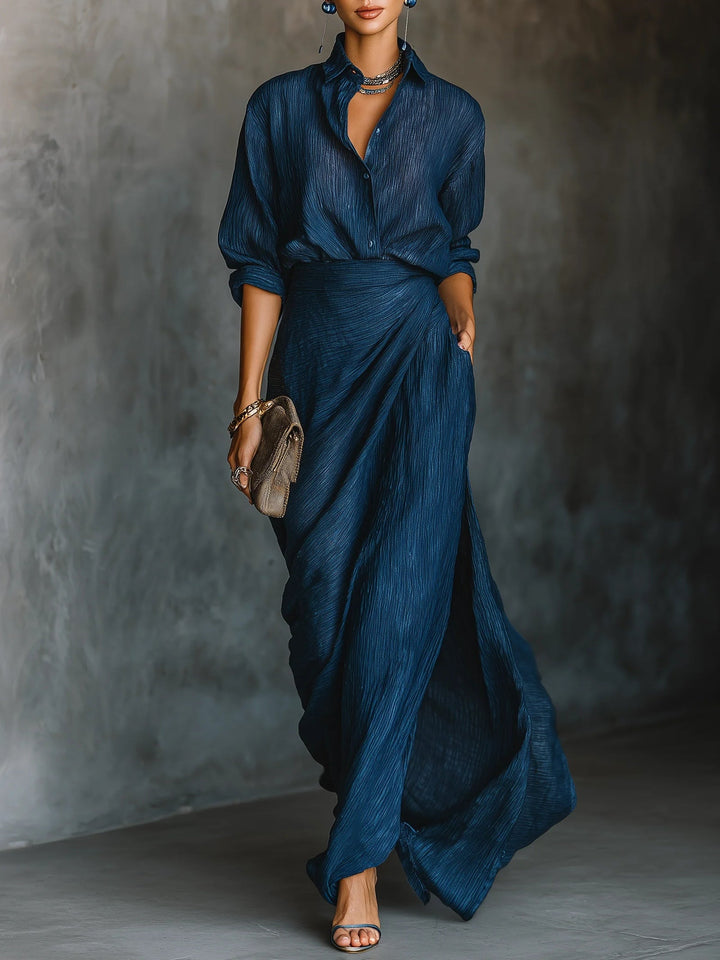 Celeste | Elegant Shirt &amp; Maxi Skirt Set