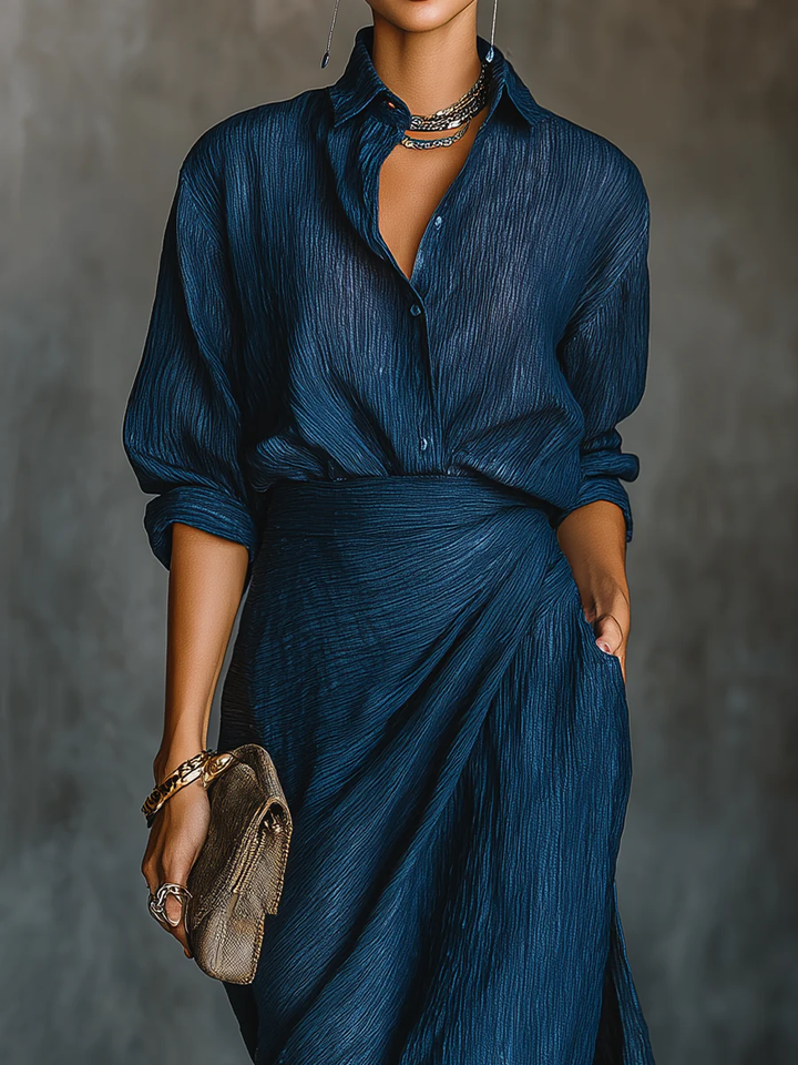 Celeste | Elegant Shirt &amp; Maxi Skirt Set