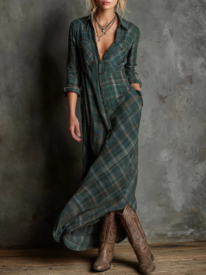 Valentine | Long Checkered Dress