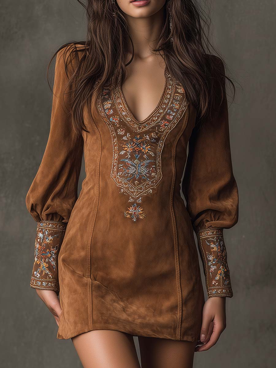 Sadie | Short Dress with Suede Effect