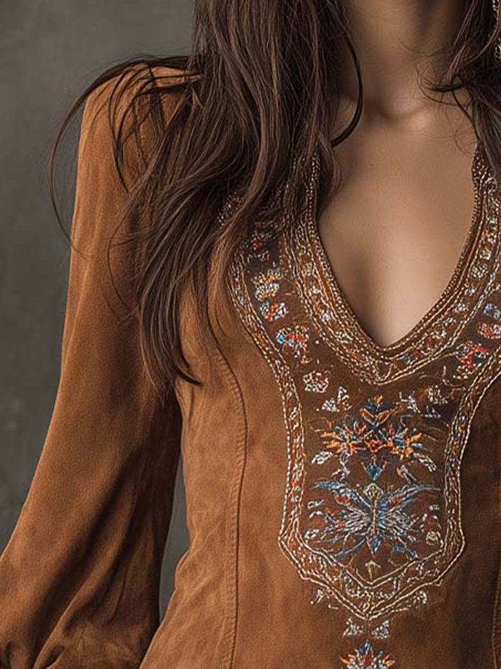 Sadie | Short Dress with Suede Effect