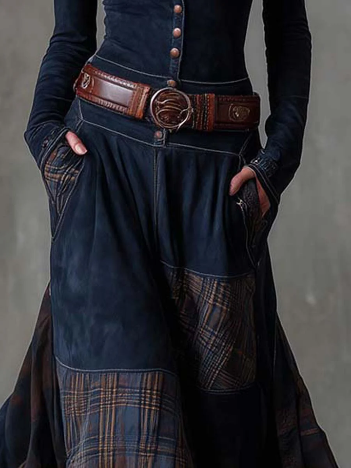HELENA IVY | WINTERNIGHT-WILDLEATHER-MAXI DRESS WITH BELT