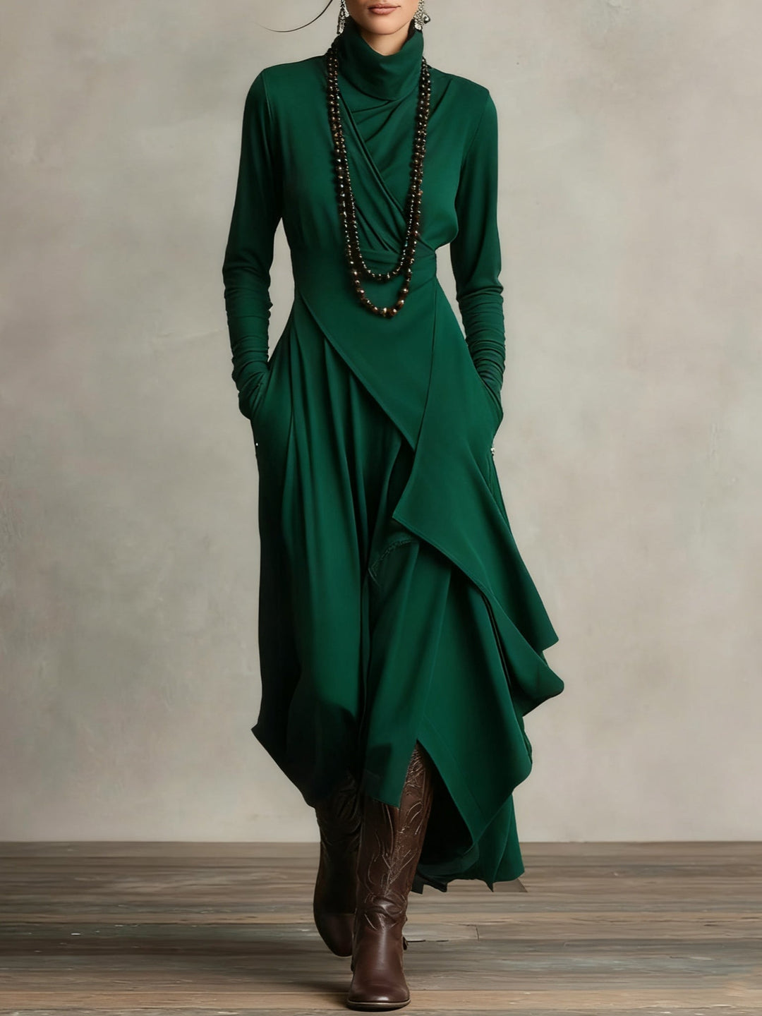 Alexandra | Vintage Asymmetrical Turtleneck Dress