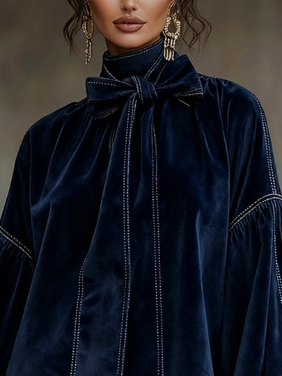 Tiphaine | Mini Velvet Dress with Bow
