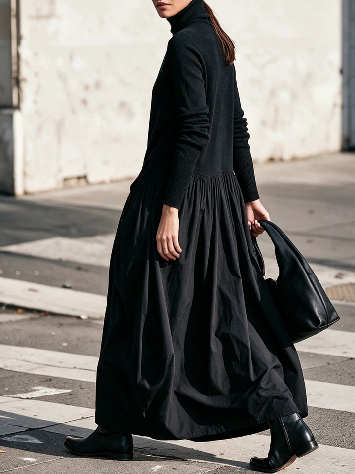 Ivanna | Oversized Maxi Dress with High Neck and Pockets