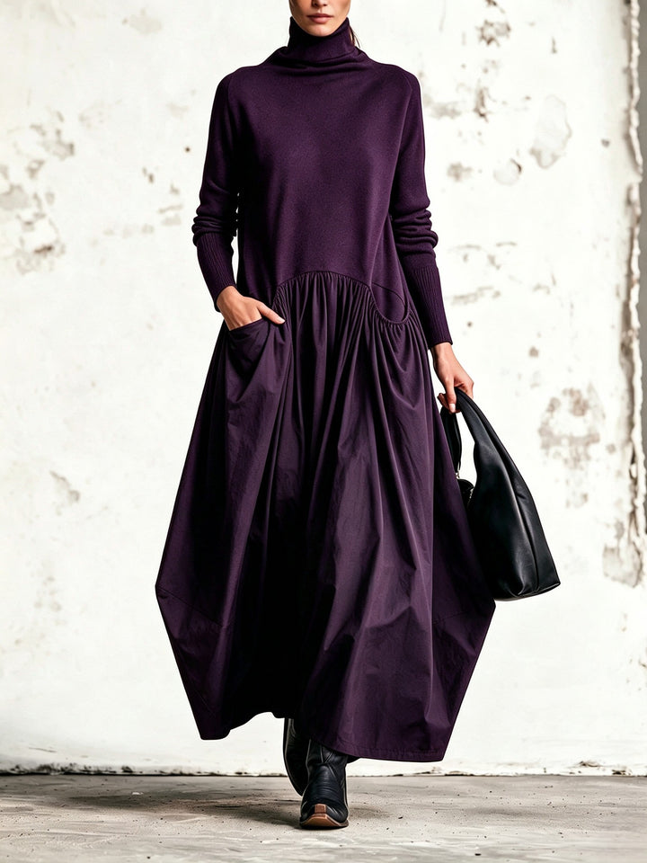 Ivanna | Oversized Maxi Dress with High Neck and Pockets