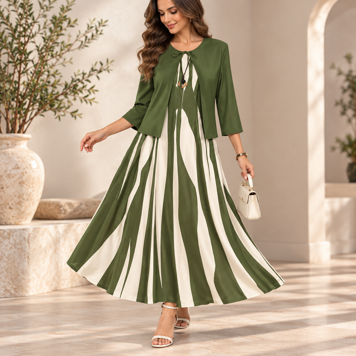 Lyra | Geometric Print Jacket And Maxi Dress Set