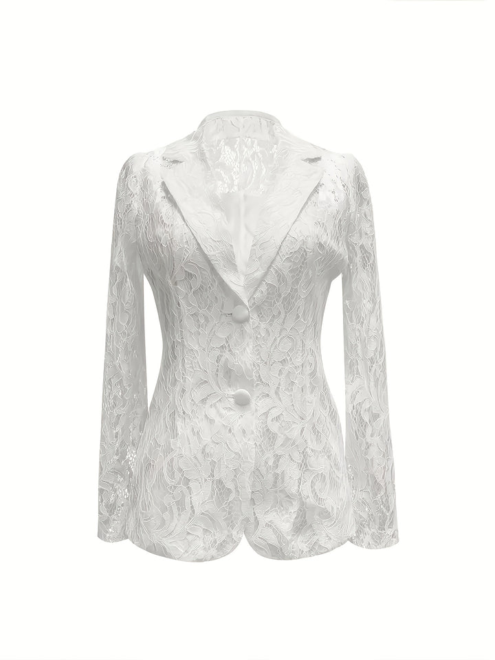 Wyonna | Floral Lace Semi-Sheer Long Sleeve Blazer