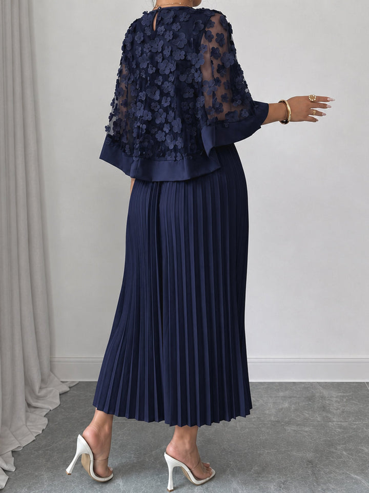 Sheryl | Split-Joint Solid Color Pleated Plus Size Loose Round-neck Maxi Dresses