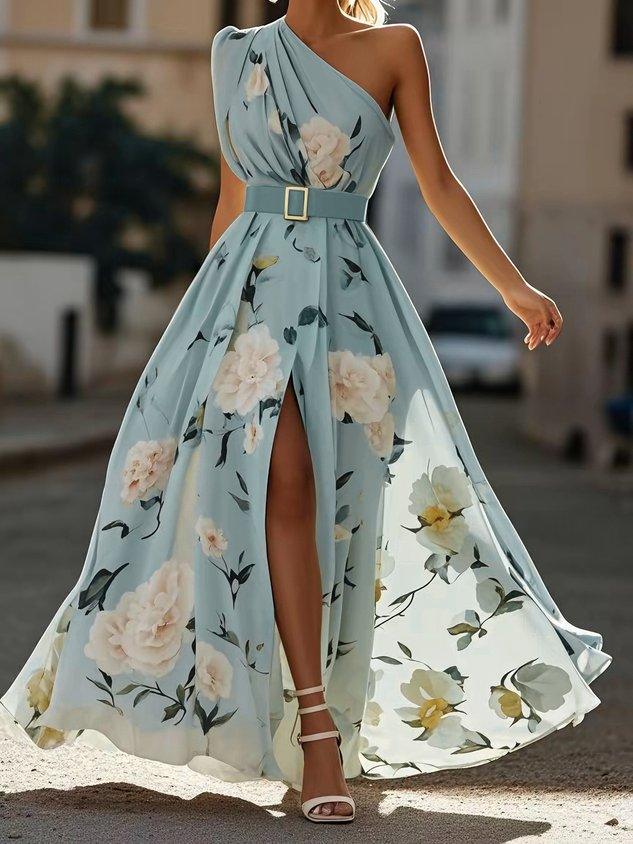 Julie | Chiffon Floral Chiffon Green Chiffon Maxi Dress