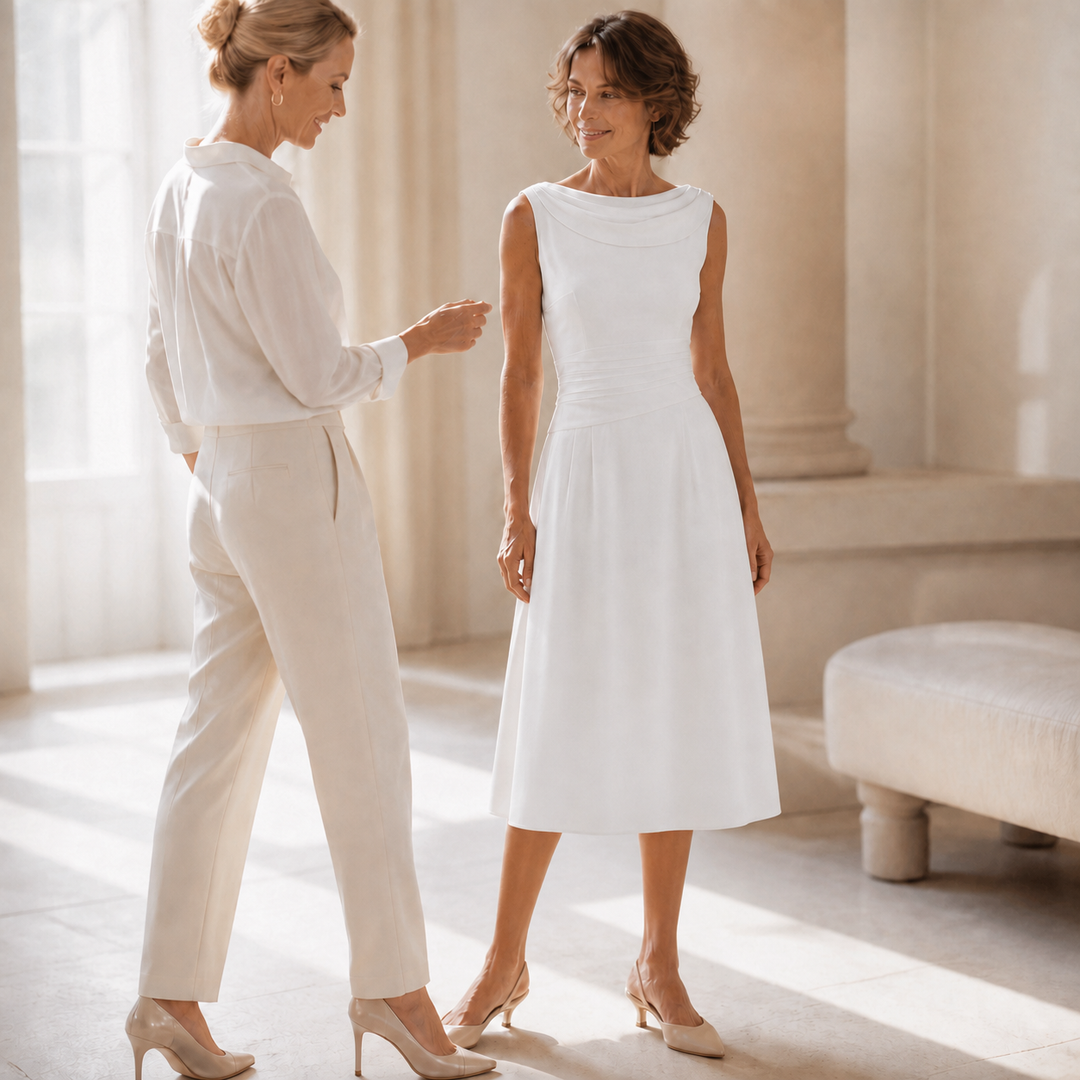 Disa | Draped-Neck Pleated A-Line Wedding Guest Dress