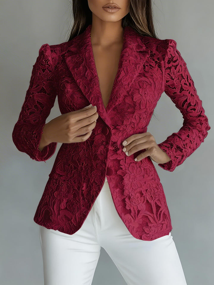 Wyonna | Floral Lace Semi-Sheer Long Sleeve Blazer