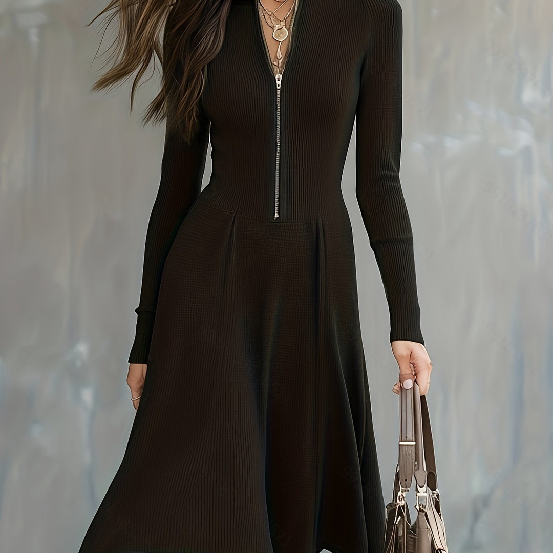 ZINNIA | LONG-SLEEVED DRESS WITH ZIPPER AND STRETCH FABRIC