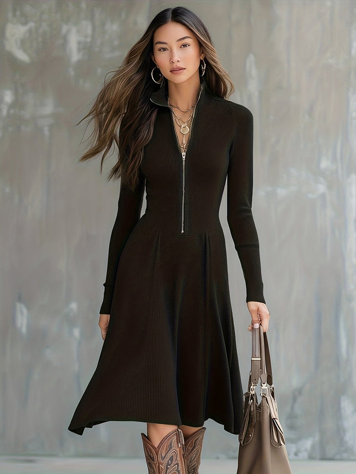 ZINNIA | LONG-SLEEVED DRESS WITH ZIPPER AND STRETCH FABRIC