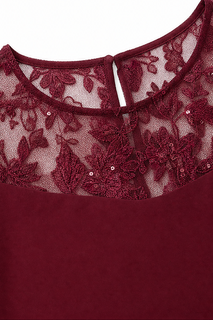 Weronica | Tiered Lace Yoke High-Waist Midi Dress