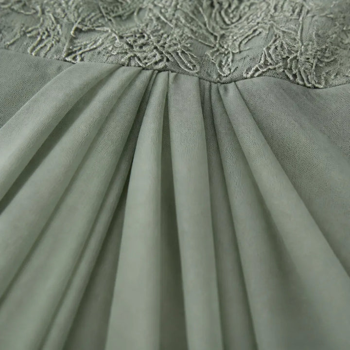 Elowen | Embroidered Lace Bodice Midi Dress for Weddings
