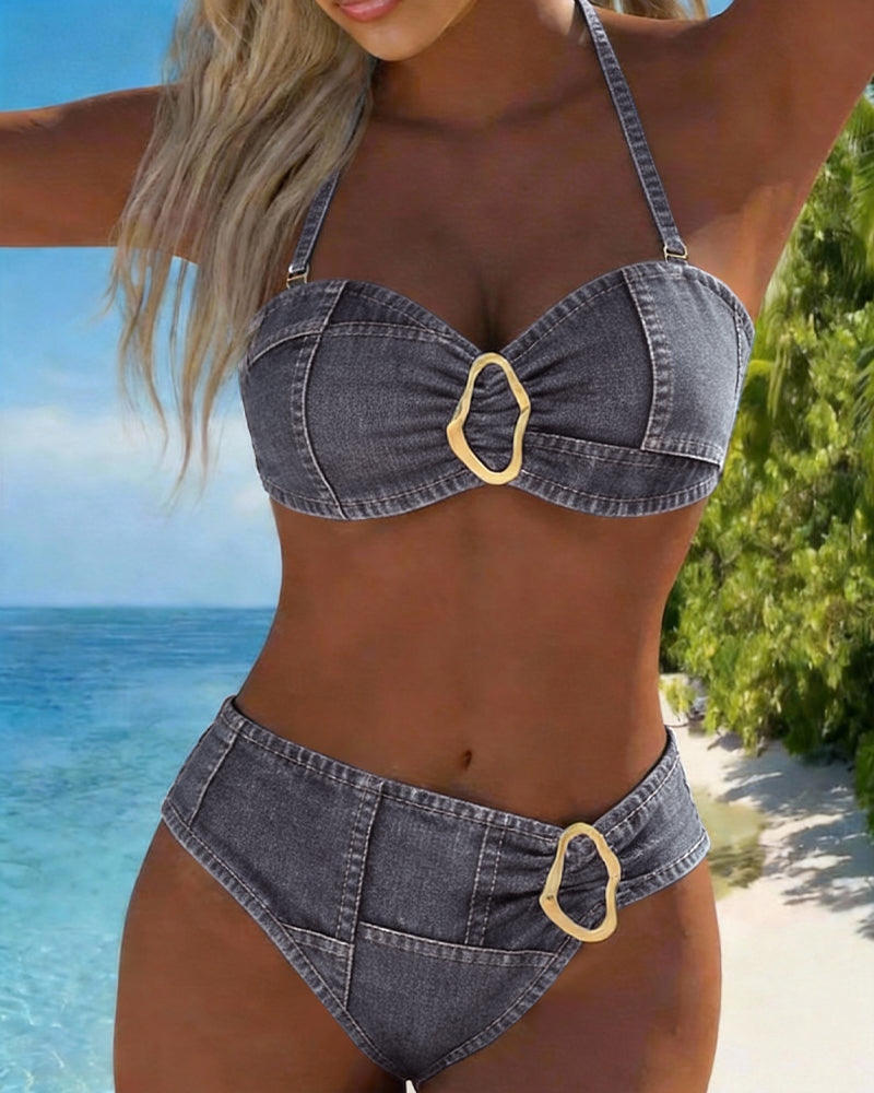 Patricia | Metal Buckle Suspender Bikini Two-Piece