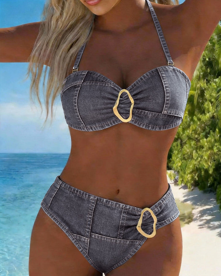 Patricia | Metal Buckle Suspender Bikini Two-Piece