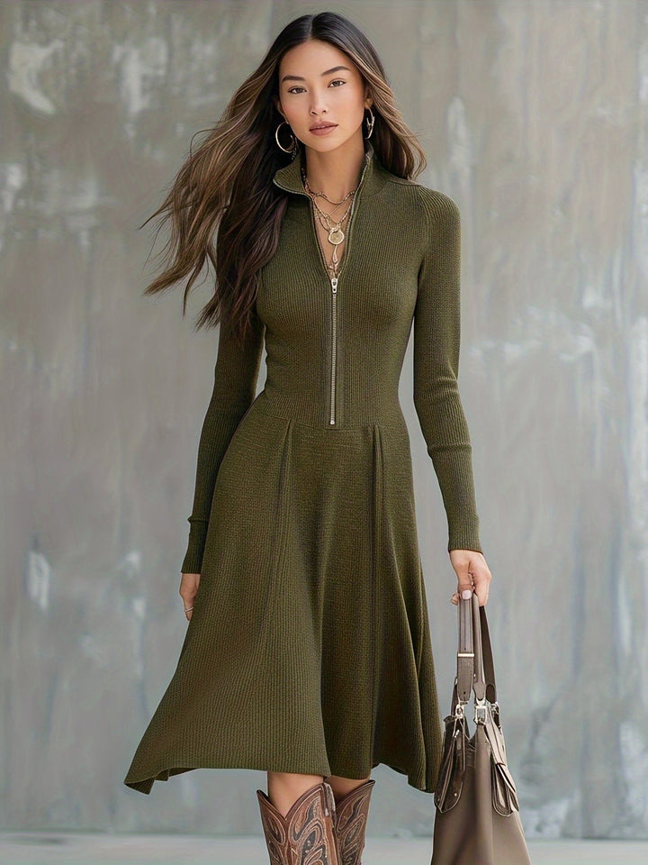 ZINNIA | LONG-SLEEVED DRESS WITH ZIPPER AND STRETCH FABRIC
