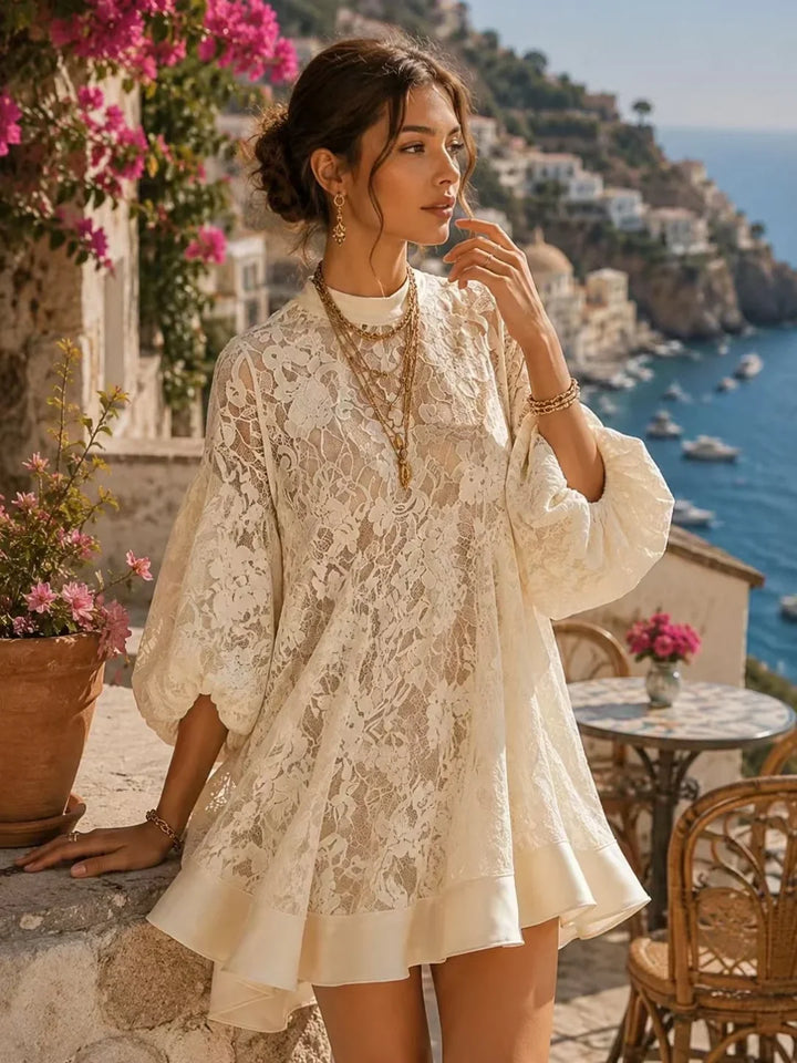 Blair | Ivory Lace Poncho Cover-Up Dress