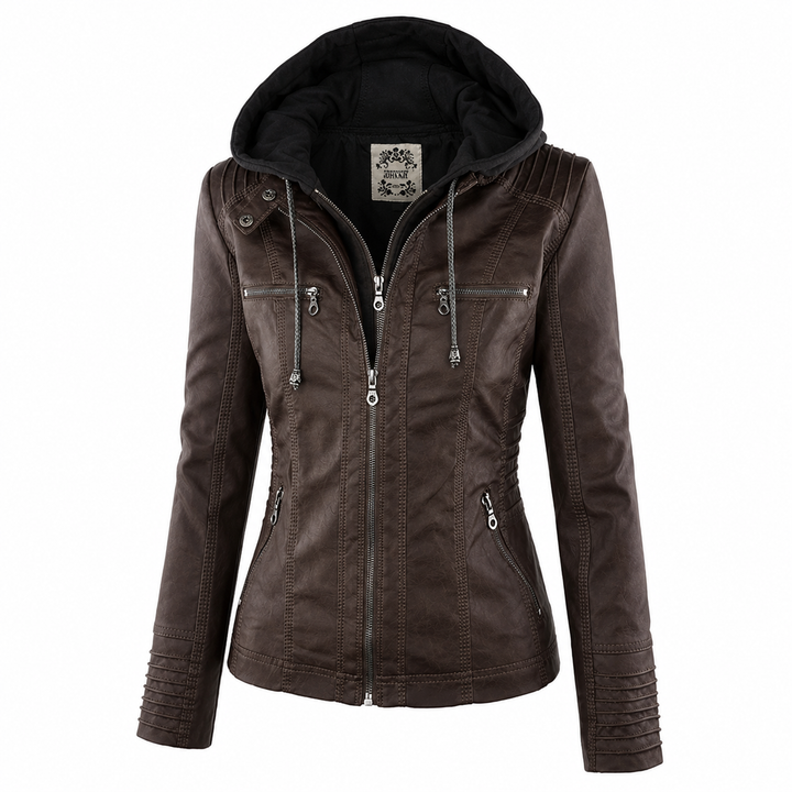 Diane | Hooded Leather Jacket