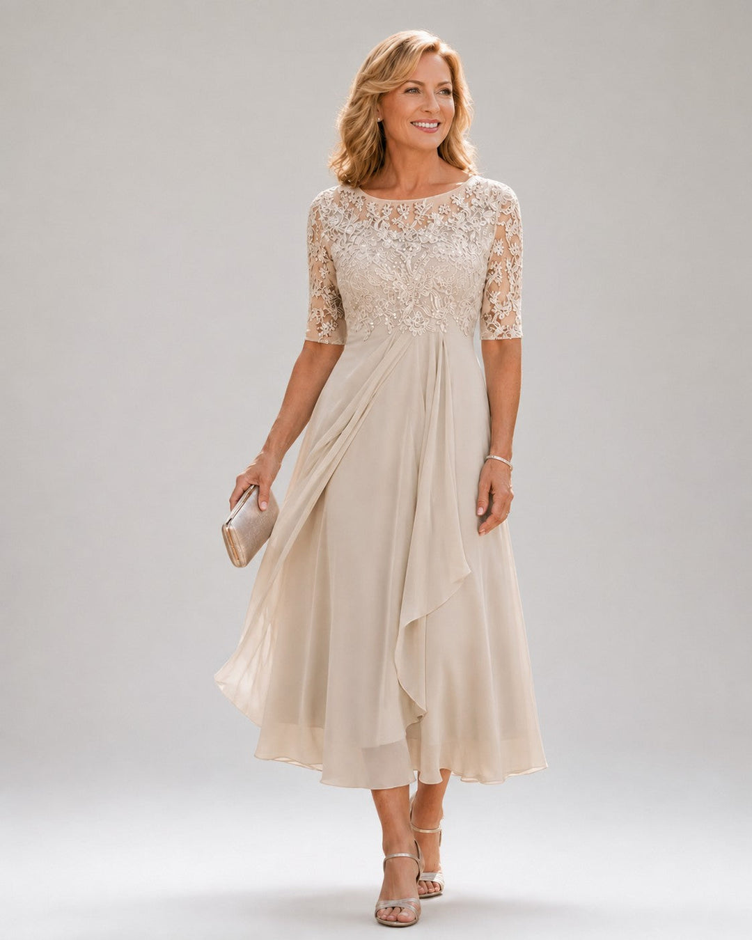 Marina |  Elegant Midi Dress with Lace