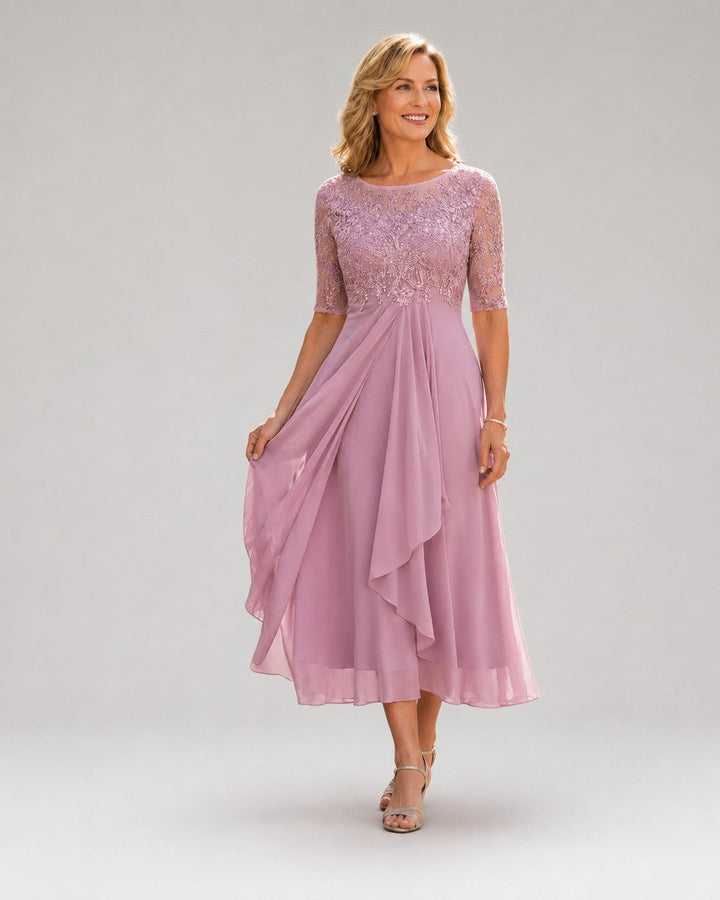 Marina |  Elegant Midi Dress with Lace