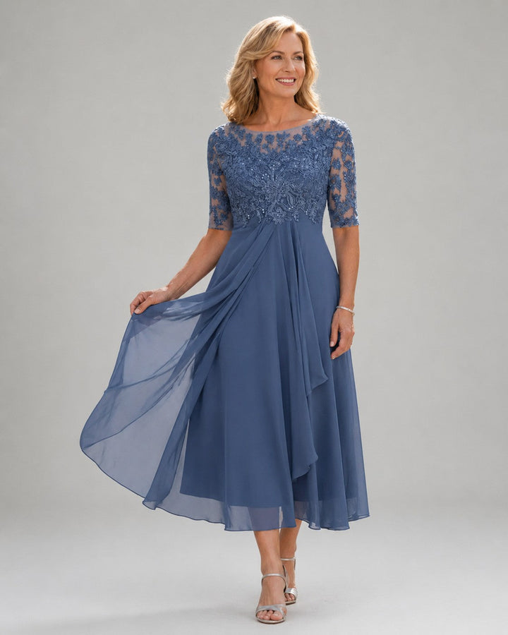 Marina |  Elegant Midi Dress with Lace
