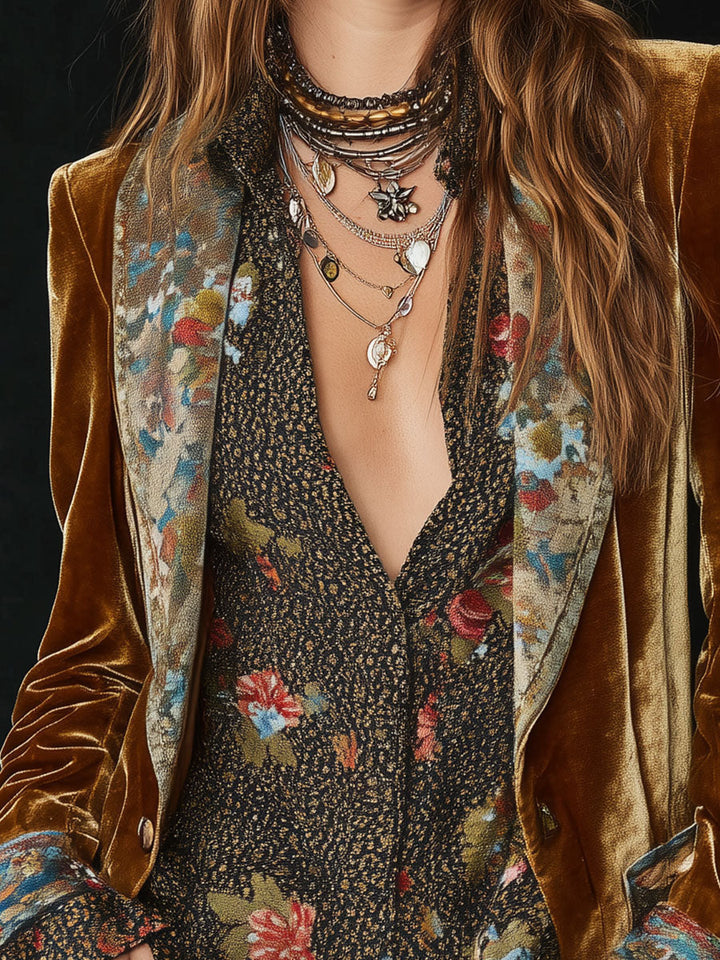 Marcelline | Vintage Floral Printed Patchwork Blazer