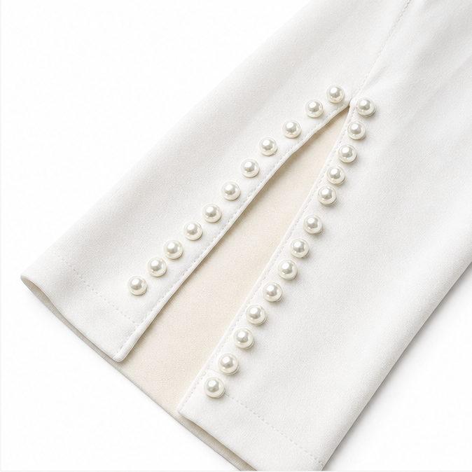 Elly | Pearl-like Sleeve Slim Fit Pencil Midi Dress
