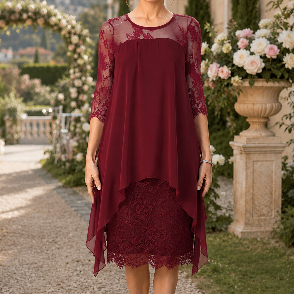 Averie | The High-Low Lace-Look Dress That Actually Fits