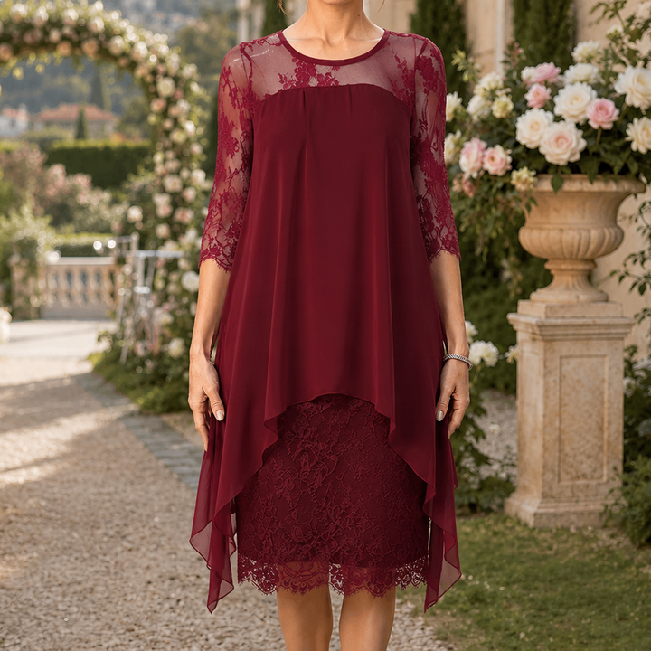 Averie | The High-Low Lace-Look Dress That Actually Fits