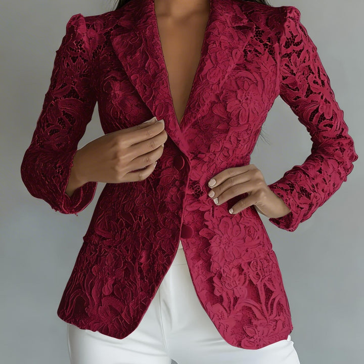 Wyonna | Floral Lace Semi-Sheer Long Sleeve Blazer