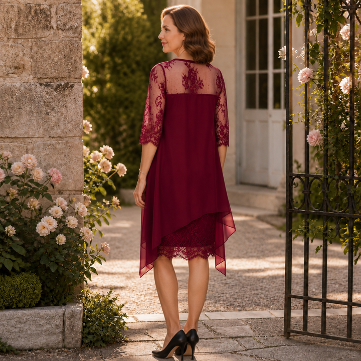 Averie | The High-Low Lace-Look Dress That Actually Fits