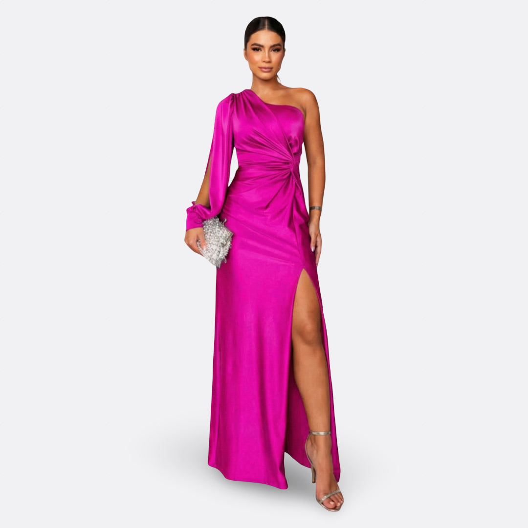 Donita | Dress with Puff Sleeves and Side Ties