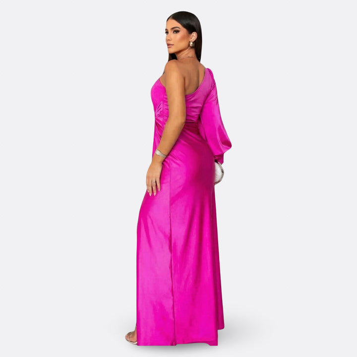 Donita | Dress with Puff Sleeves and Side Ties