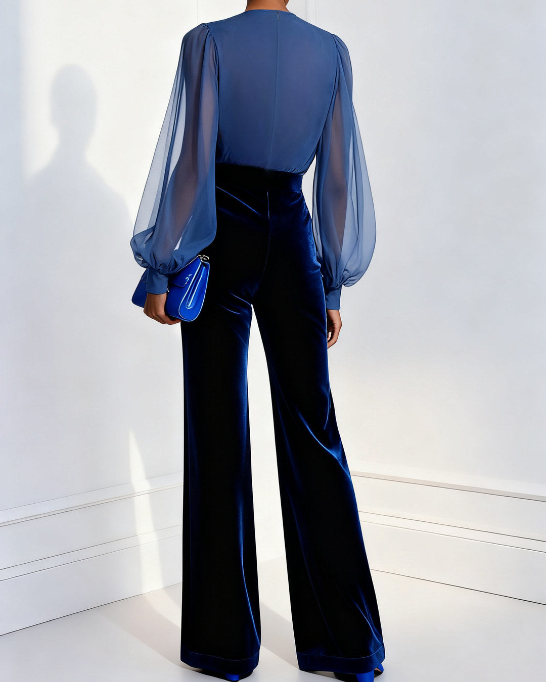 Monette | Elegant Jumpsuit with V-Neck, Blue