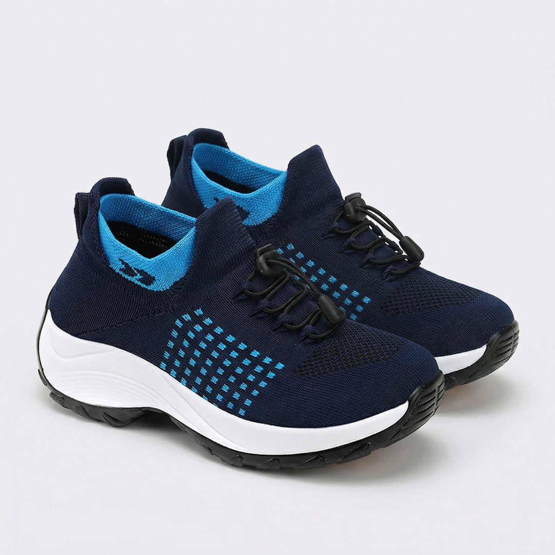 Paisley | Orthopedic Knit Fabric Shoes in Blue &amp; Navy Blue