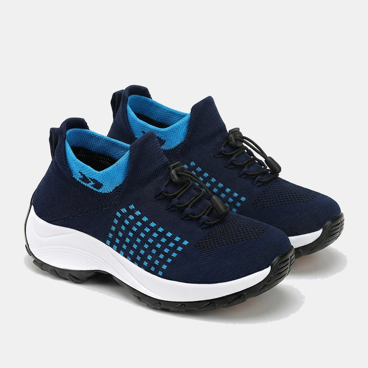 Paisley | Orthopedic Knit Fabric Shoes in Blue &amp; Navy Blue