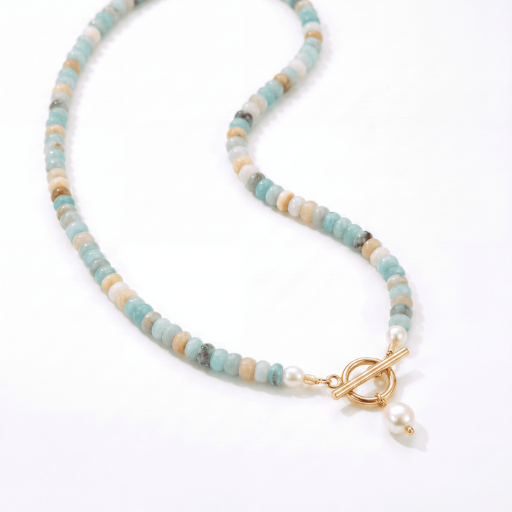 Theresa | Turquoise Bead Pearl Necklace