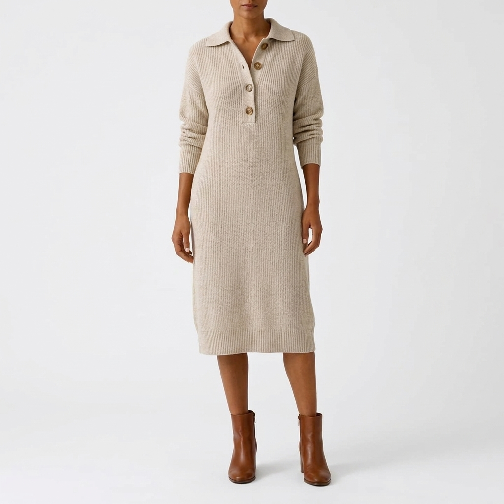 Macey | Button-Neck Knit Dress