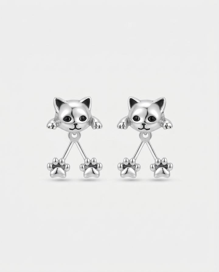 Erika | Silver Plated Cat Paw Earrings