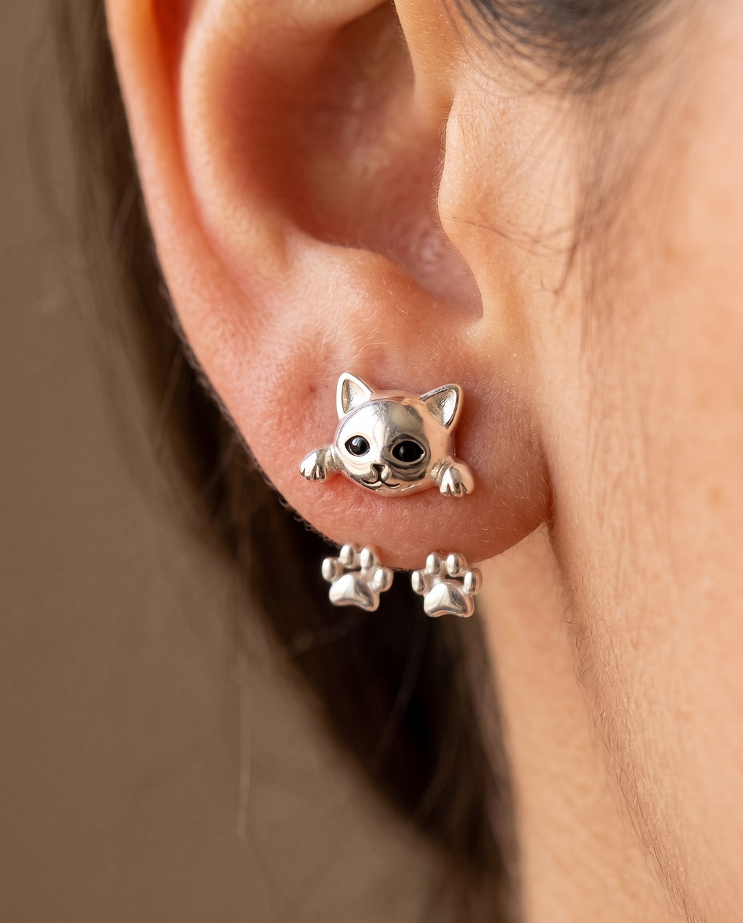 Erika | Silver Plated Cat Paw Earrings
