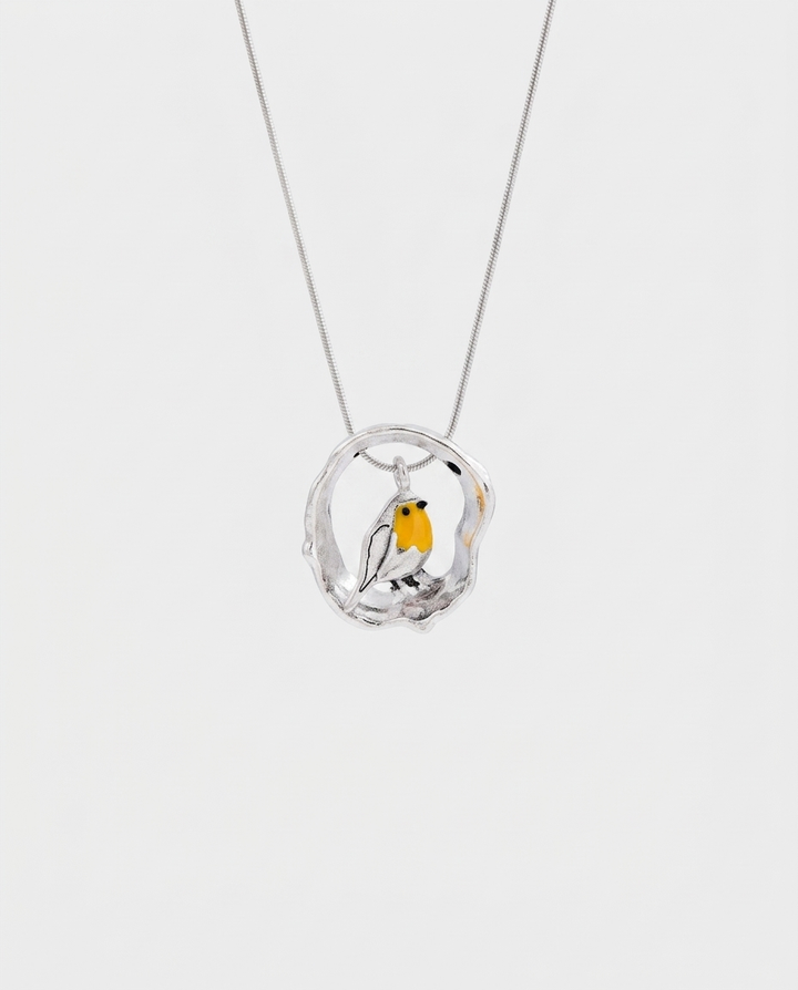 Emelia | Silver Robin Bird Necklace