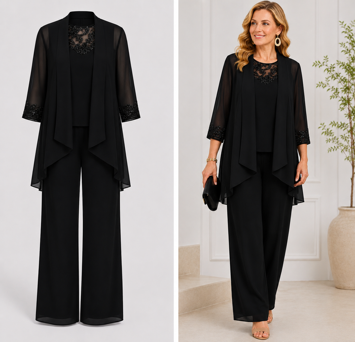 Evelina | Flowing Jacket &amp; Wide-Leg Pant Set