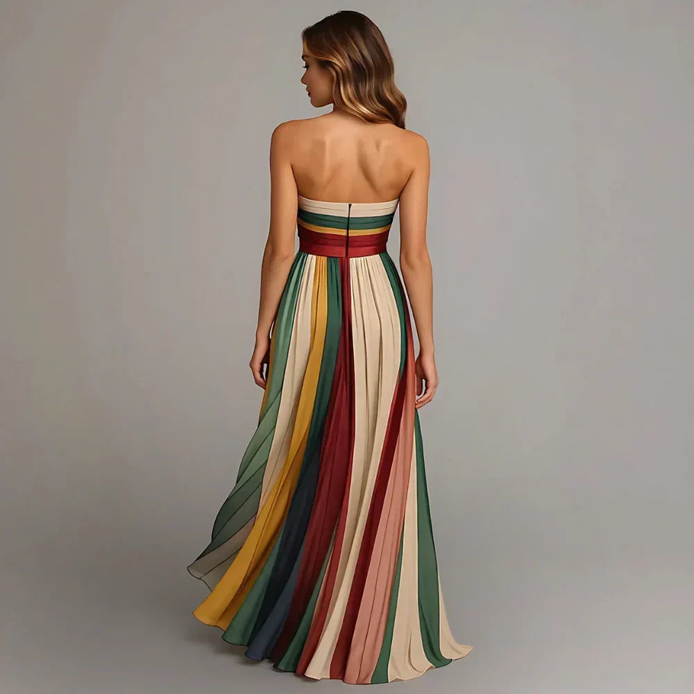 Rialyn | Strapless Pleated Maxi Dress