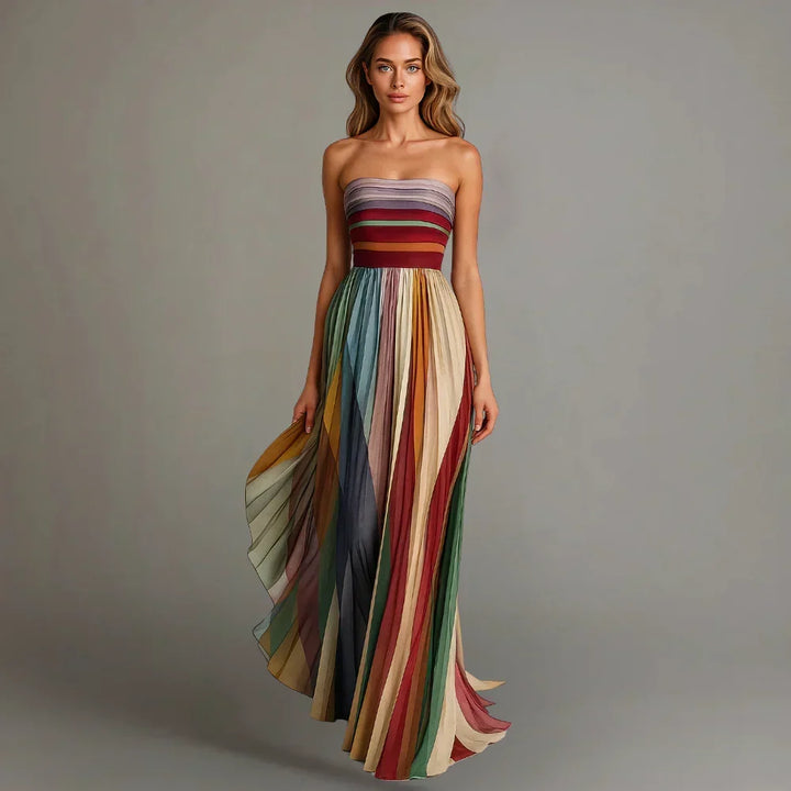 Rialyn | Strapless Pleated Maxi Dress